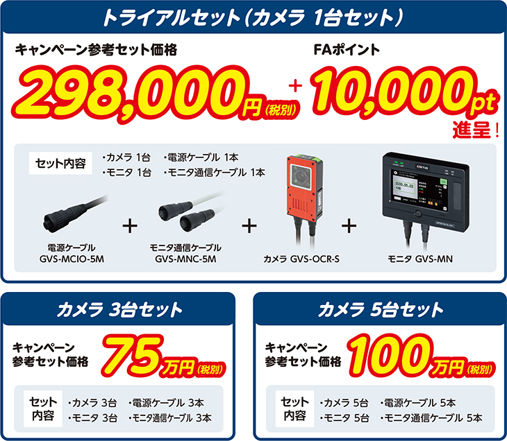 トライアルセット（カメラ 1台セット） キャンペーン参考セット価格98,000円（税別）+FAポイント10,000pt進呈!