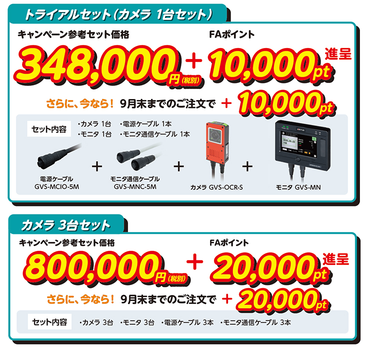 トライアルセット（カメラ 1台セット） キャンペーン参考セット価格98,000円（税別）+FAポイント10,000pt進呈!