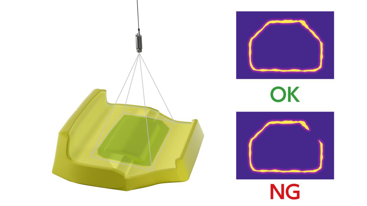 自動車用シートの接着剤塗布形状検査