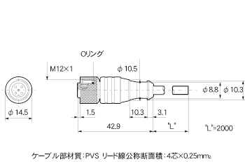 回路図・外形寸法図 : アンプ内蔵センサ 新円柱タイプ - Cシリーズ