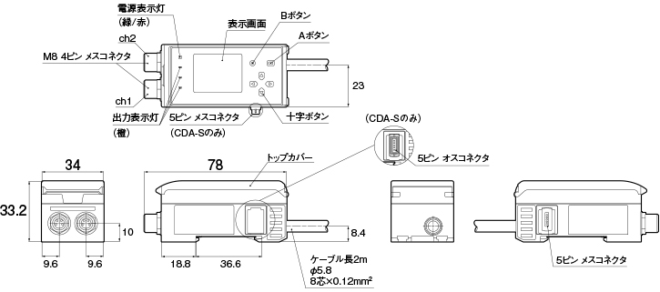 外形寸法図・回路図・他 : 超高精度レーザ変位センサ - CDX