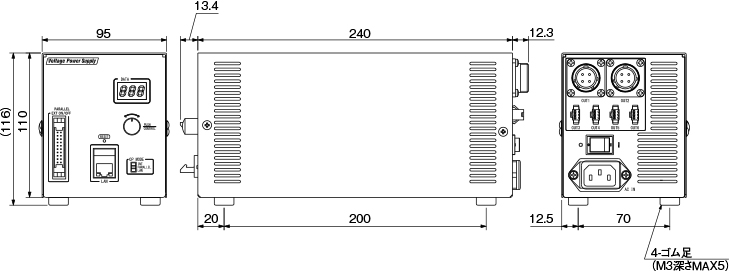 接続・外形寸法図 : ライン照明用電圧調光電源 - OPPVシリーズ