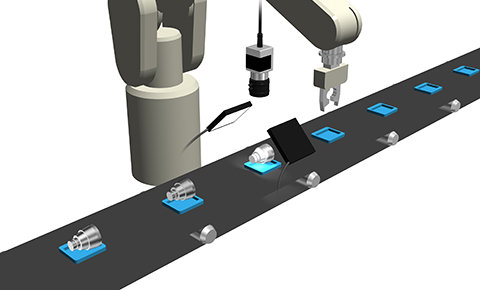 部品ピッキングのための中心座標確認