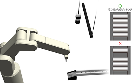 金属円筒部品ピッキング前のカウント